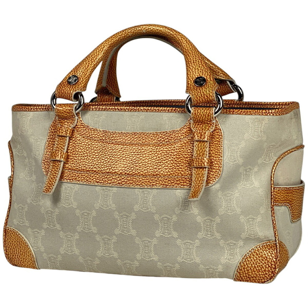 Celine Boogie Bag Macadam canvas handbag Ivory White
